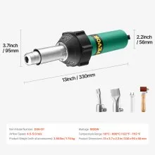 Hot Air Plastic Welder 1600W PVC TPO Vinyl Heat Gun Torch & 4 Accessories