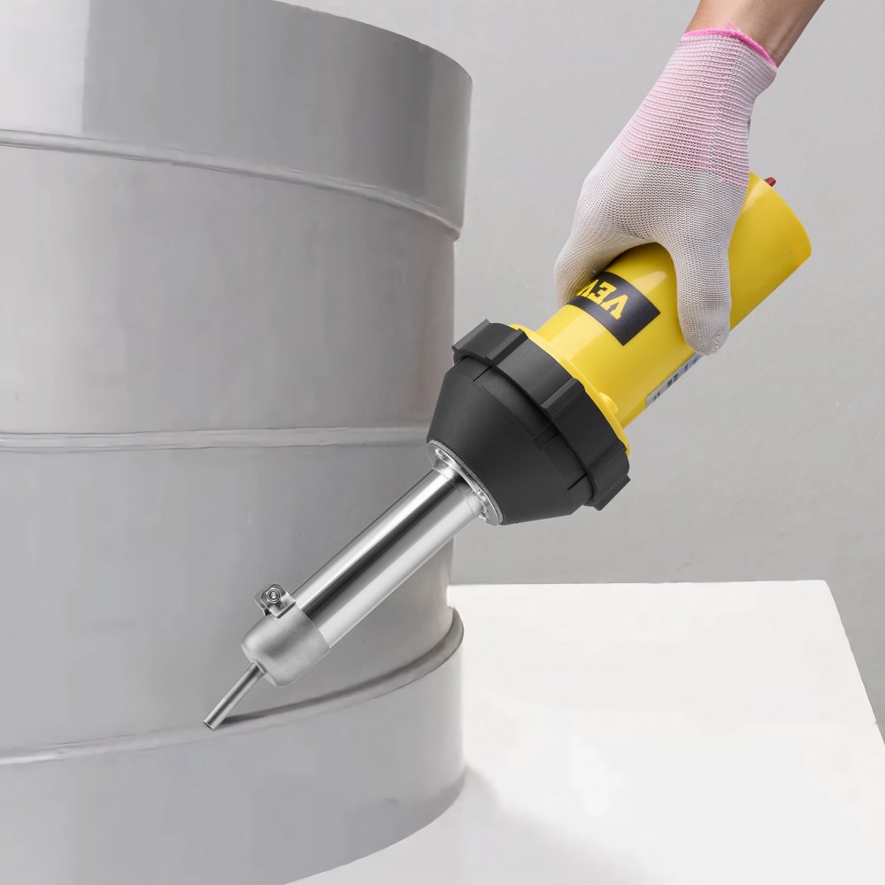 VEVOR Hot Air Plastic Welder, 1000W Hot Air Torch Pistol, 50- 600°C PVC TPO Vinyl Heat Gun Welding Torch, Plastic Welding Kit with 4 Accessories- 2 Nozzles, 1 Seam Roller & Brush for PP/PE/PVC Sheet