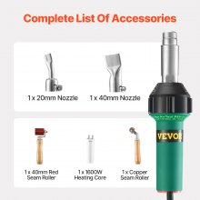 Hot Air Plastic Welder 1600W PVC TPO Vinyl Heat Gun Torch & 5 Accessories