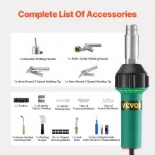 Hot Air Plastic Welder 1600W PVC TPO Vinyl Heat Gun Torch & 14 Accessories