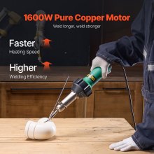 VEVOR Hot Air Plastic Welder 1600W PVC TPO Vinyl Heat Gun Torch & 14 Accessories