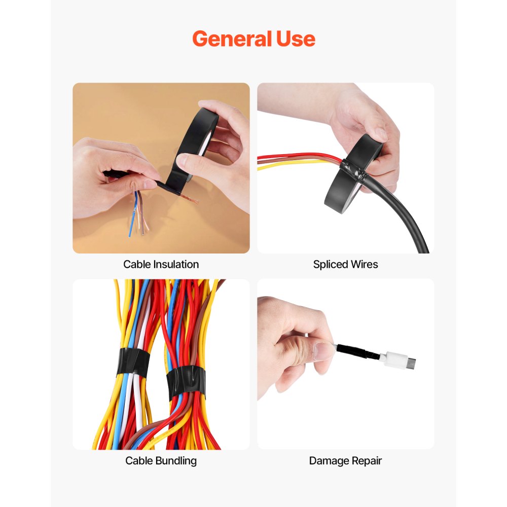 VEVOR 600V Electrical Tape, 10 Rolls, 3/4 in x 66 ft General Purpose PVC Insulating Wire, 0℉ to 221℉ Flame Retardant, Waterproof, Secure Adhesion, Weather Resistance, for Electrical Equipment, Black