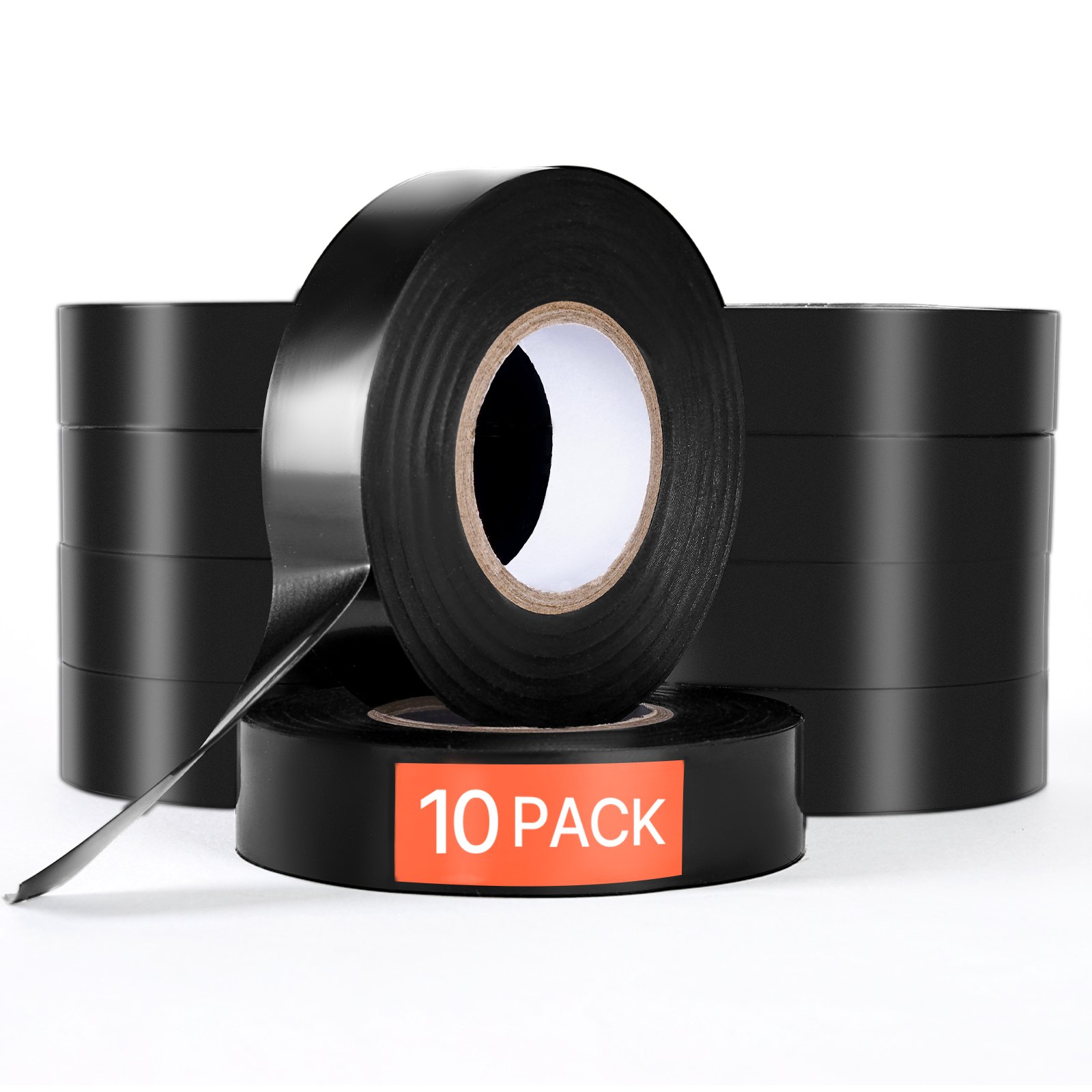 VEVOR 600V Electrical Tape, 10 Rolls, 3/4 in x 66 ft General Purpose PVC Insulating Wire, 0℉ to 221℉ Flame Retardant, Waterproof, Secure Adhesion, Weather Resistance, for Electrical Equipment, Black