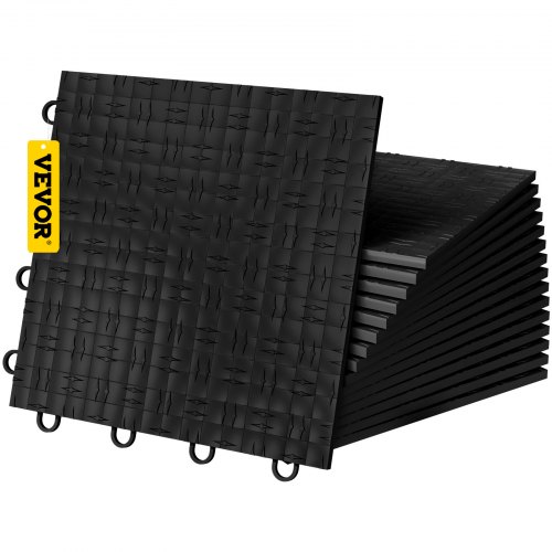 VEVOR Garage Floor, Durable Interlocking Floor Tiles, 25 Pack, Non-Slip Diamond Plate Garage Tiles, Support up to 55,000 lbs for Car Garage, Basements, Gyms, Repair Shops (12 x 12 inch, Black)