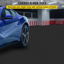 VEVOR Garage Floor, Durable Interlocking Floor Tiles, 25 Pack, Non-Slip Diamond Plate Garage Tiles, Support up to 55,000 lbs for Car Garage, Basements, Gyms, Repair Shops (12 x 12 inch, Black)