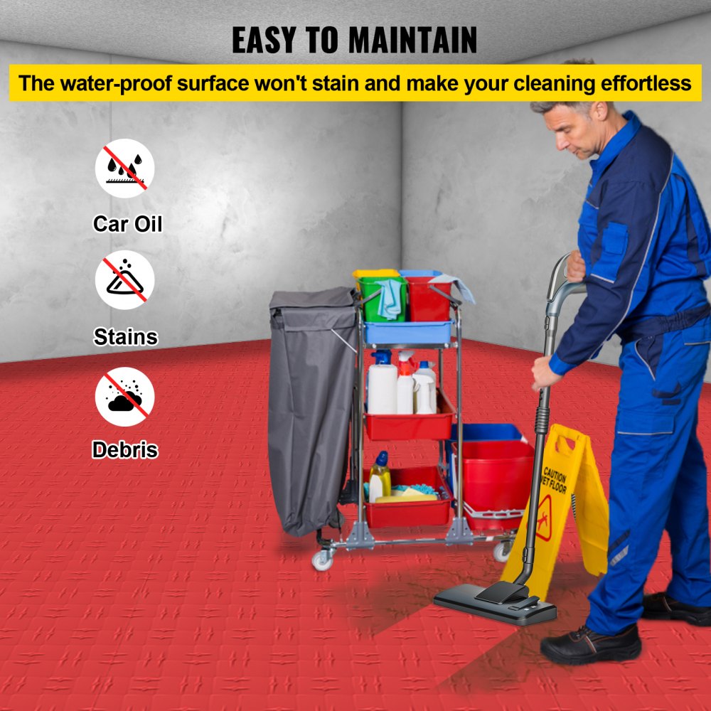 VEVOR Garage Tiles Interlocking Garage Floor Covering Tiles 30x30cm 50Pack Red