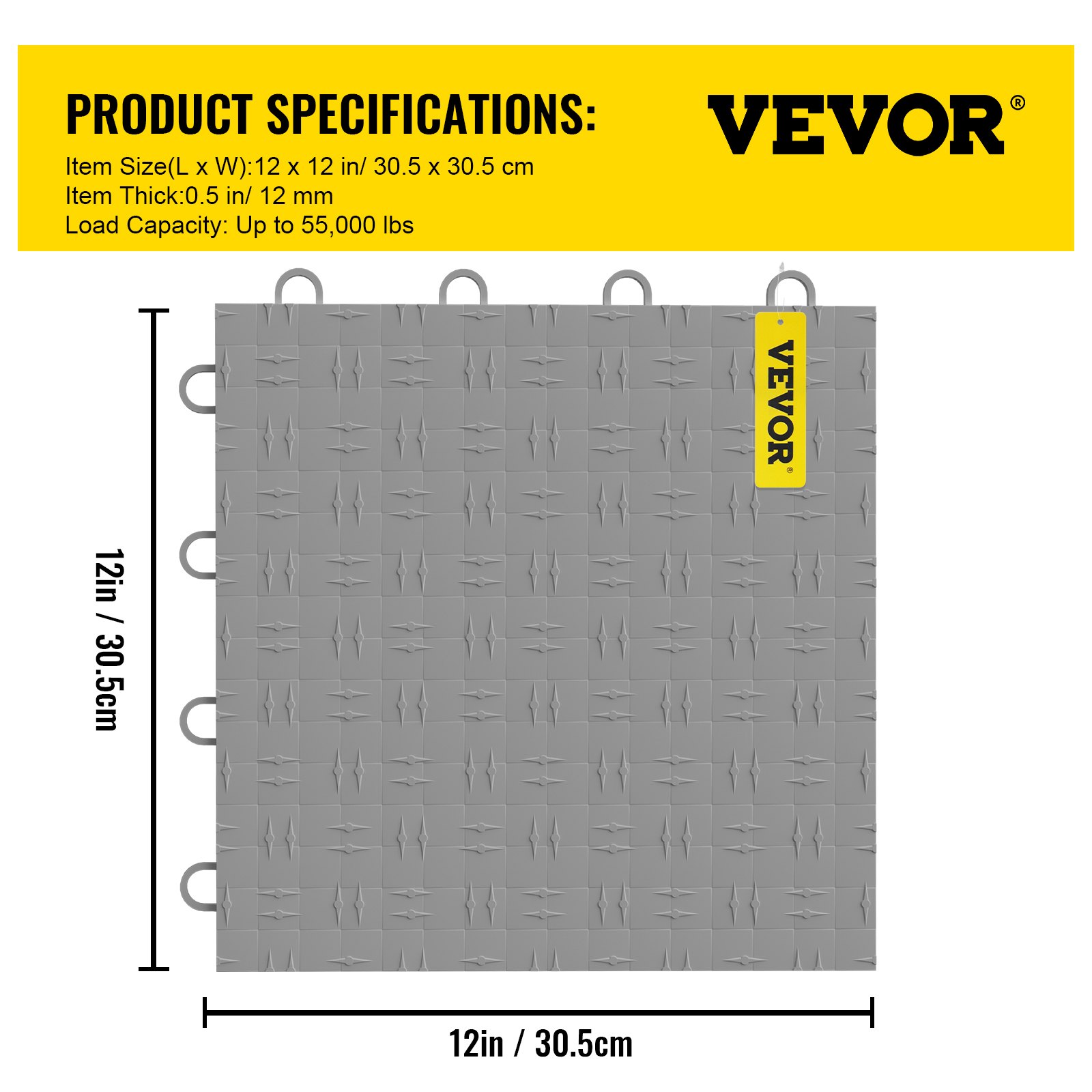 VEVOR Garage Tiles Interlocking Garage Flooring Tiles 30x30cm 25 Pack Silver