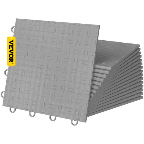 VEVOR Garage Tiles Interlocking, 12'' x 12'', 50 pcs, Silver Garage Floor Covering Tiles, Non-Slip Diamond Plate Garage Flooring Tiles, Support up to 55,000 lbs for Basements, Gyms, Repair Shops