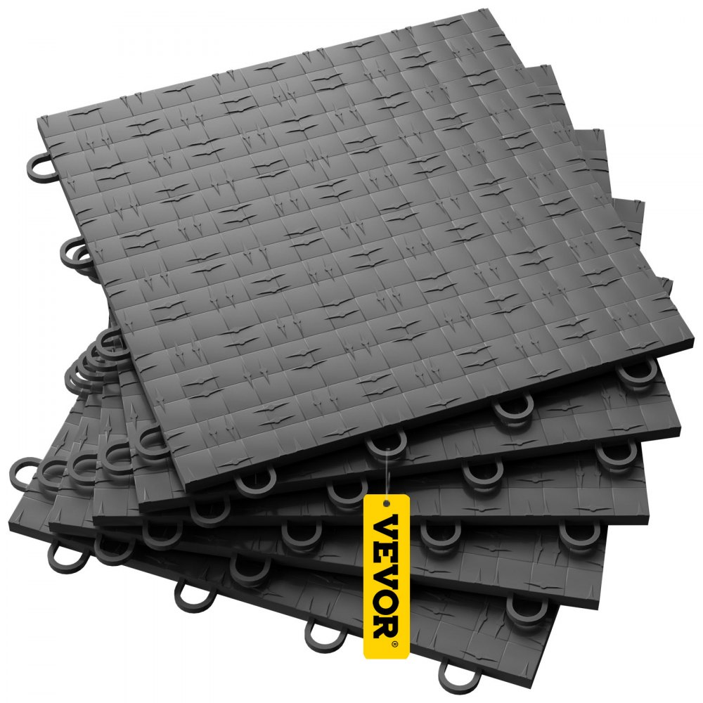 VEVOR Garage Floor, Durable Interlocking Floor Tiles, 25 Pack, Non-Slip Diamond Plate Garage Tiles, Support up to 55,000 lbs for Car Garage, Basements, Gyms, Repair Shops (12 x 12 inch, Graphite)