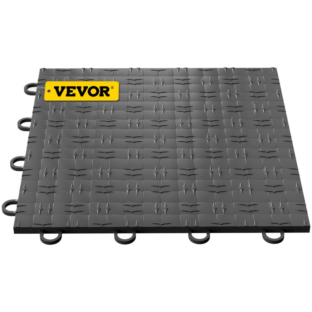 VEVOR Garage Floor, Durable Interlocking Floor Tiles, 25 Pack, Non-Slip Diamond Plate Garage Tiles, Support up to 55,000 lbs for Car Garage, Basements, Gyms, Repair Shops (12 x 12 inch, Graphite)