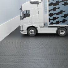VEVOR Garage Tiles Interlocking, 12\'\' x 12\'\', 25 pcs, Graphite Grey Garage Floor Covering Tiles, Non-Slip Diamond Plate Garage Flooring Tiles, Support up to 55,000 lbs for Basements, Gyms