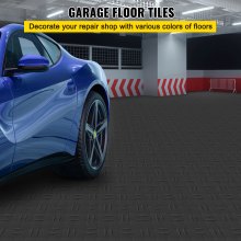 VEVOR Garage Tiles Interlocking, 12'' x 12'', 50 pcs, Graphite Grey Garage Floor Covering Tiles, Non-Slip Diamond Plate Garage Flooring Tiles, Support up to 55,000 lbs for Basements, Gyms