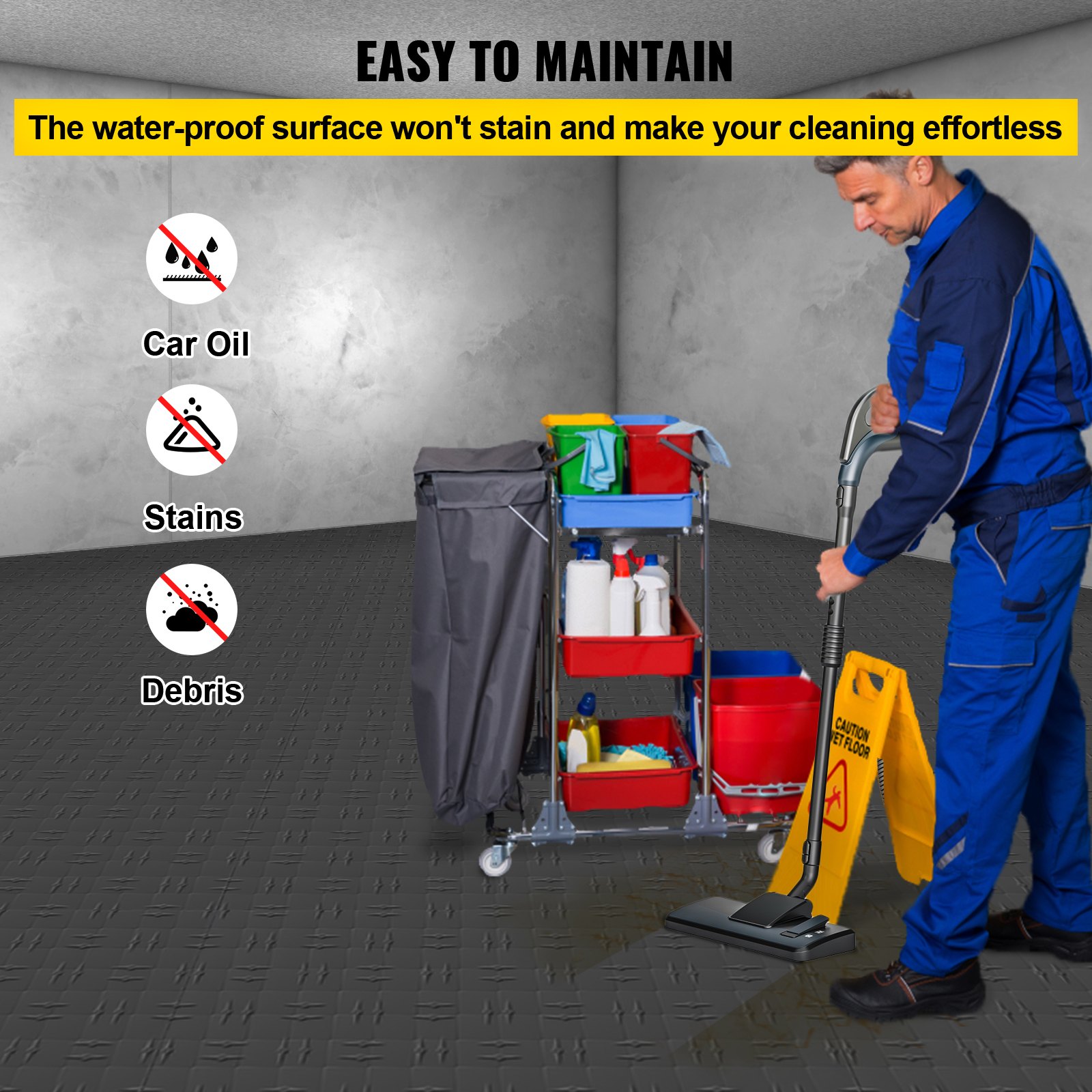 VEVOR Garage Tiles Interlocking Garage Flooring Tiles 12"x12" 50 Pack Graphite