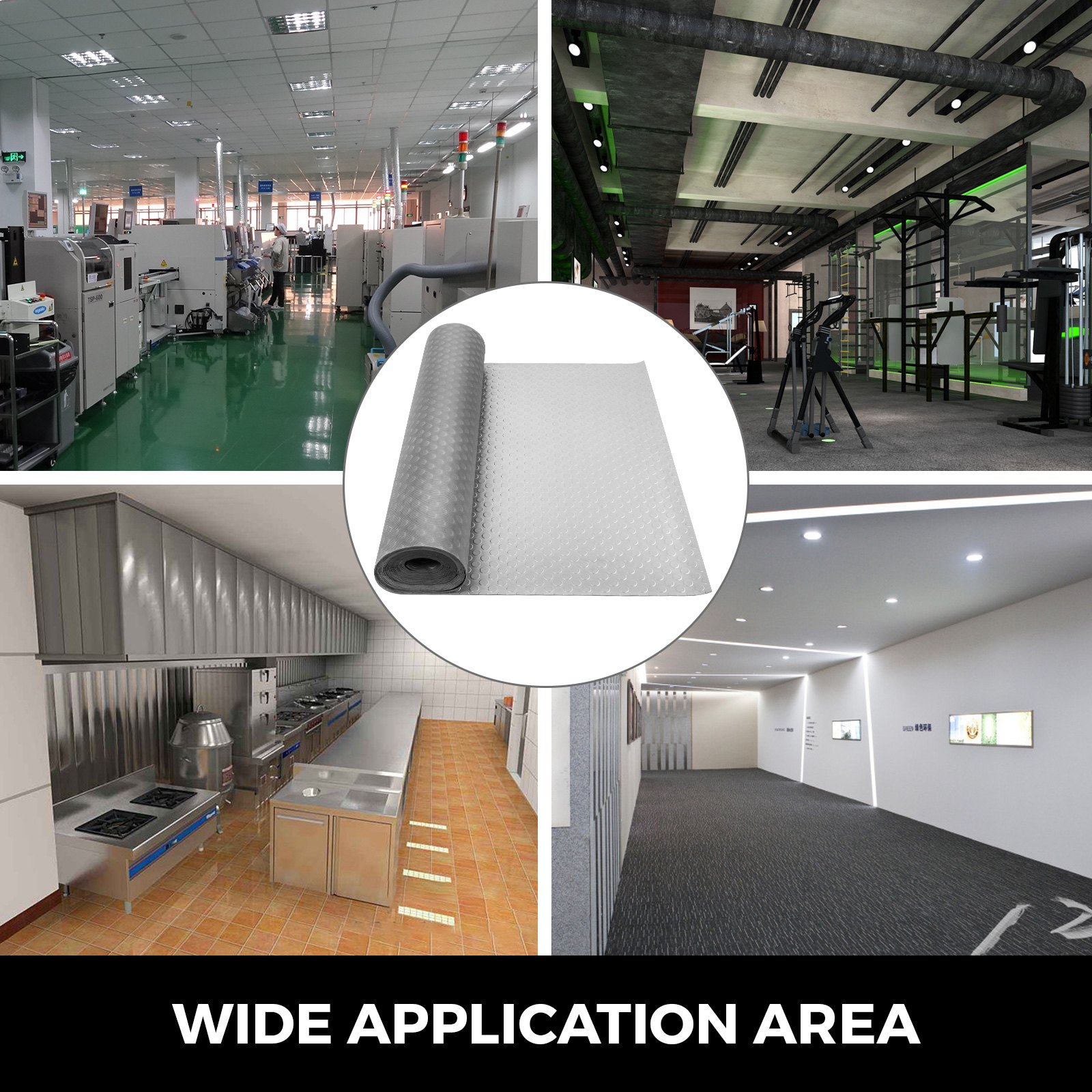 Grage Flooring Mat Roll Vinyl Floor Covering for Gym Workshop 5.2x1.1Mx2(Roll)