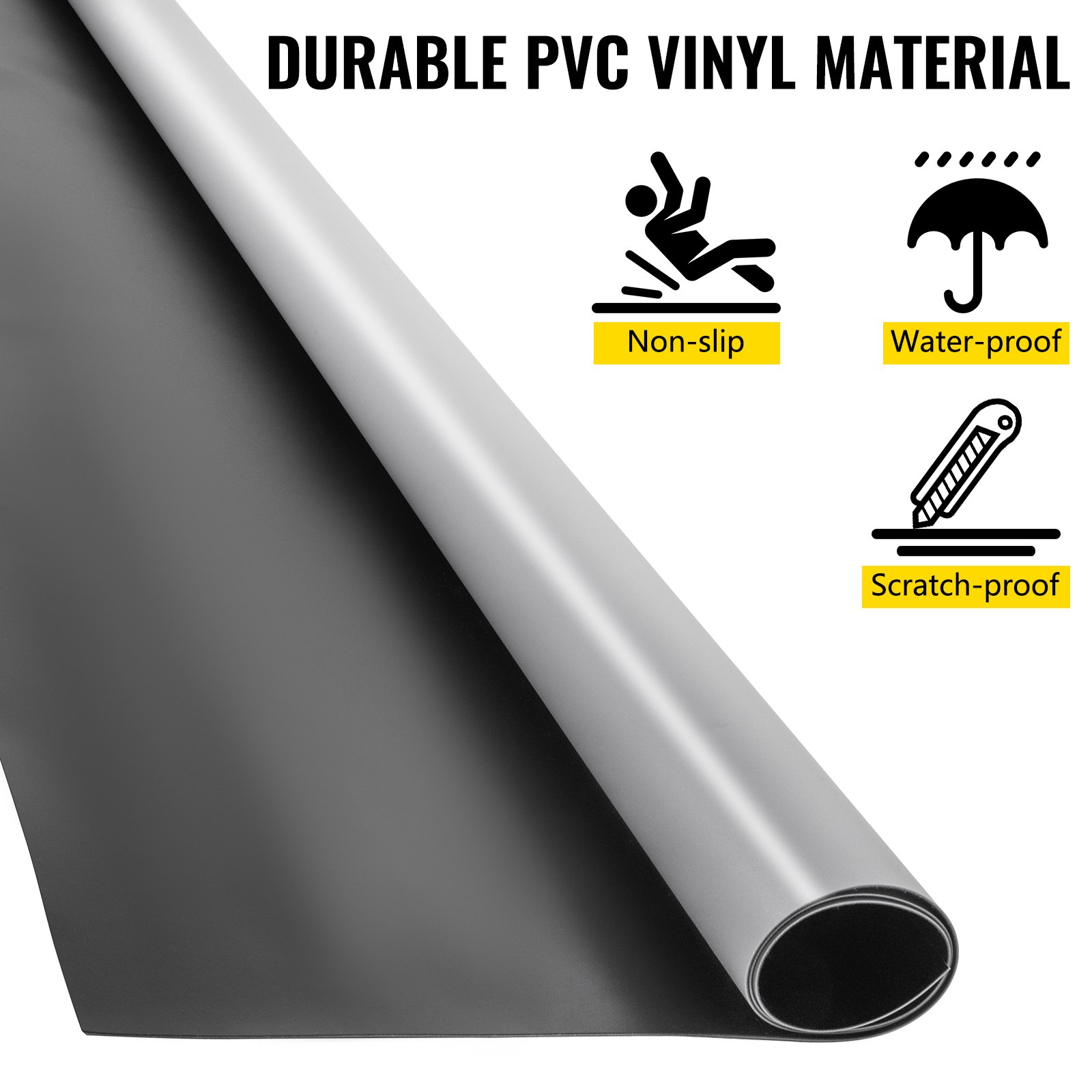 VEVOR Dance Floor Roll Portable 6.6x49.2ft Practice Dance Floor 1.5mm Thickness PVC Dance Flooring Dance Floor Grey/Black Roll out Dance Floor Non-slide &Wearproof Dance Floor Easy Cleaning for Ballet
