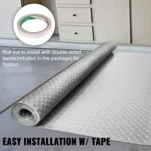 VEVOR Garage Floor Mat 3.9x6.56ft Vinyl Garage Flooring Roll Anti-Slide Diamond Texture Silver Garage Mats for Under Car 25.6sqft Covering Space DIY PVC Garage Floor Mat for Gyms Boats Car Trailer