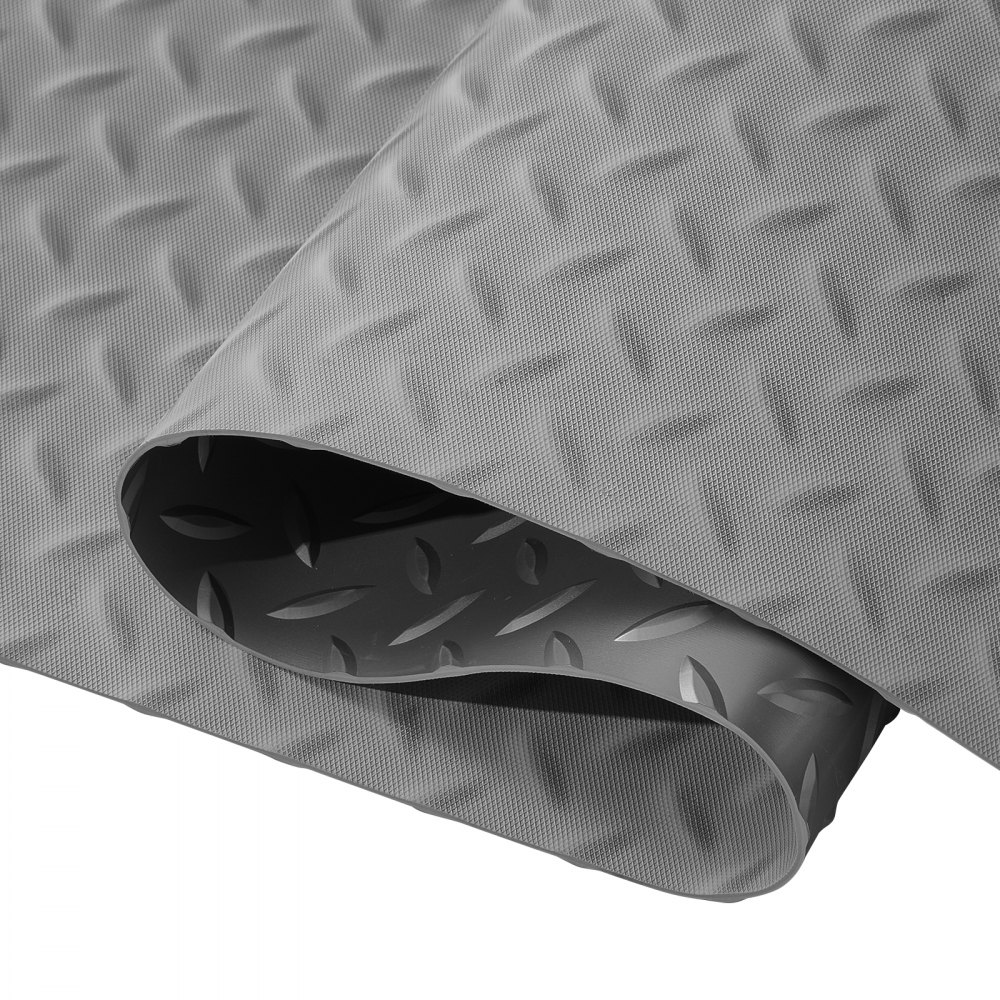 VEVOR Garage Floor Mat, 228.35 x 59.05 inch PVC Garage Flooring Roll, Non-slip Diamond Texture, 93.65 sq.ft Covering Space, Garage Mats for Under Cars, for Gyms Boats Car Trailer, Silver