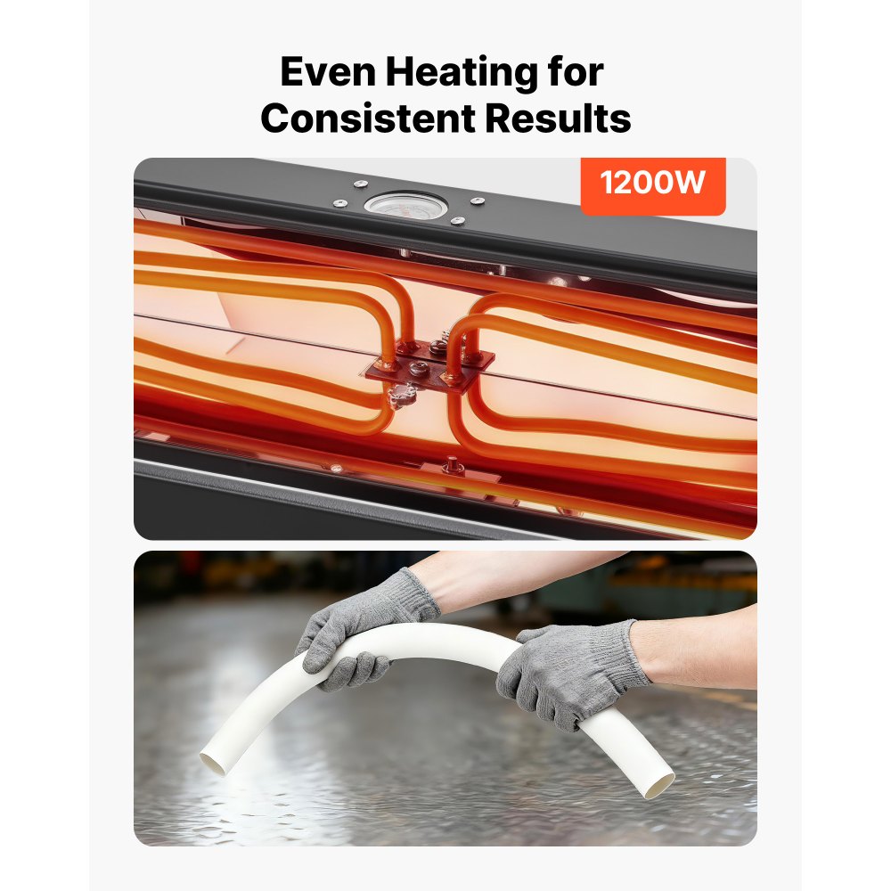 VEVOR Electric PVC Conduit Heater, 1/2" to 2", 1200W Rapid and Even Heating, PVC Bender Heater Pipe Bending Tool with Carrying Handle, Easy to Use, for Construction Crews, DIY Enthusiasts, Workshop