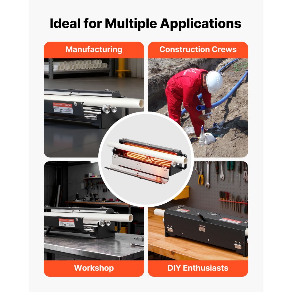 VEVOR Electric PVC Conduit Heater, 1/2" to 2", 1200W Rapid and Even Heating, PVC Bender Heater Pipe Bending Tool with Carrying Handle, Easy to Use, for Construction Crews, DIY Enthusiasts, Workshop