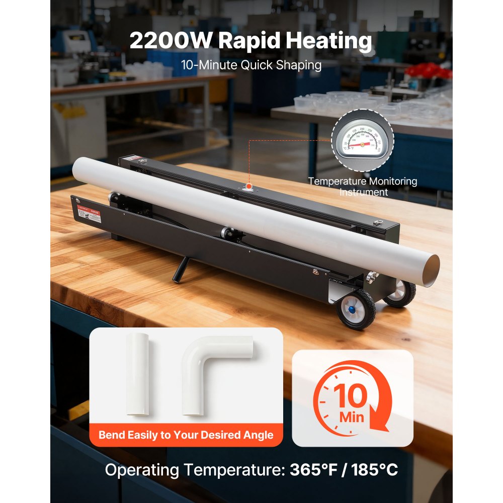 VEVOR Electric PVC Conduit Heater, 1/2" to 4", 2200W Rapid and Even Heating, PVC Bender Heater Pipe Bending Tool with Carrying Handle, Easy to Use, for Construction Crews, DIY Enthusiasts, Workshop