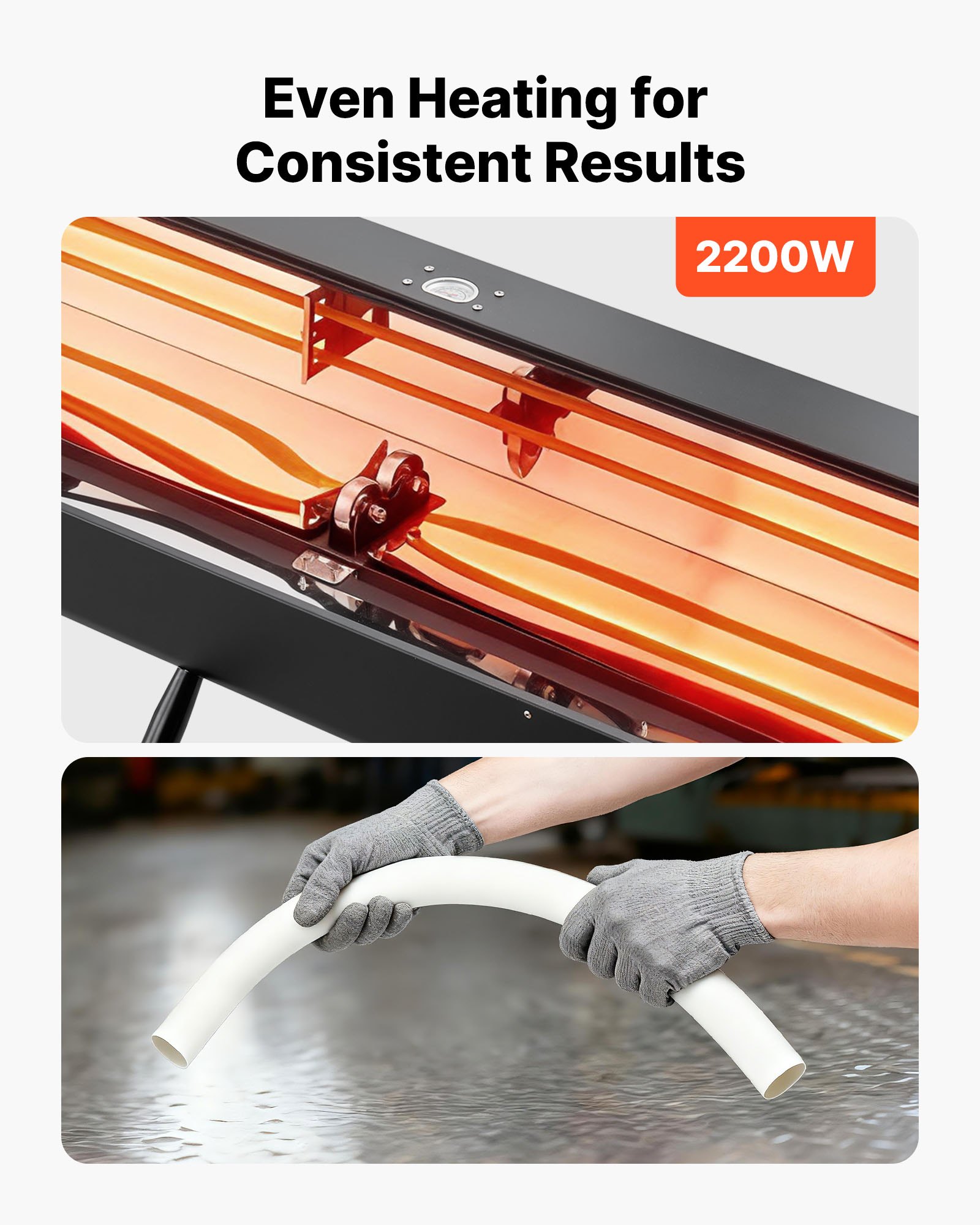 VEVOR Electric PVC Conduit Heater, 1/2" to 4", 2200W Rapid and Even Heating, PVC Bender Heater Pipe Bending Tool with Carrying Handle, Easy to Use, for Construction Crews, DIY Enthusiasts, Workshop
