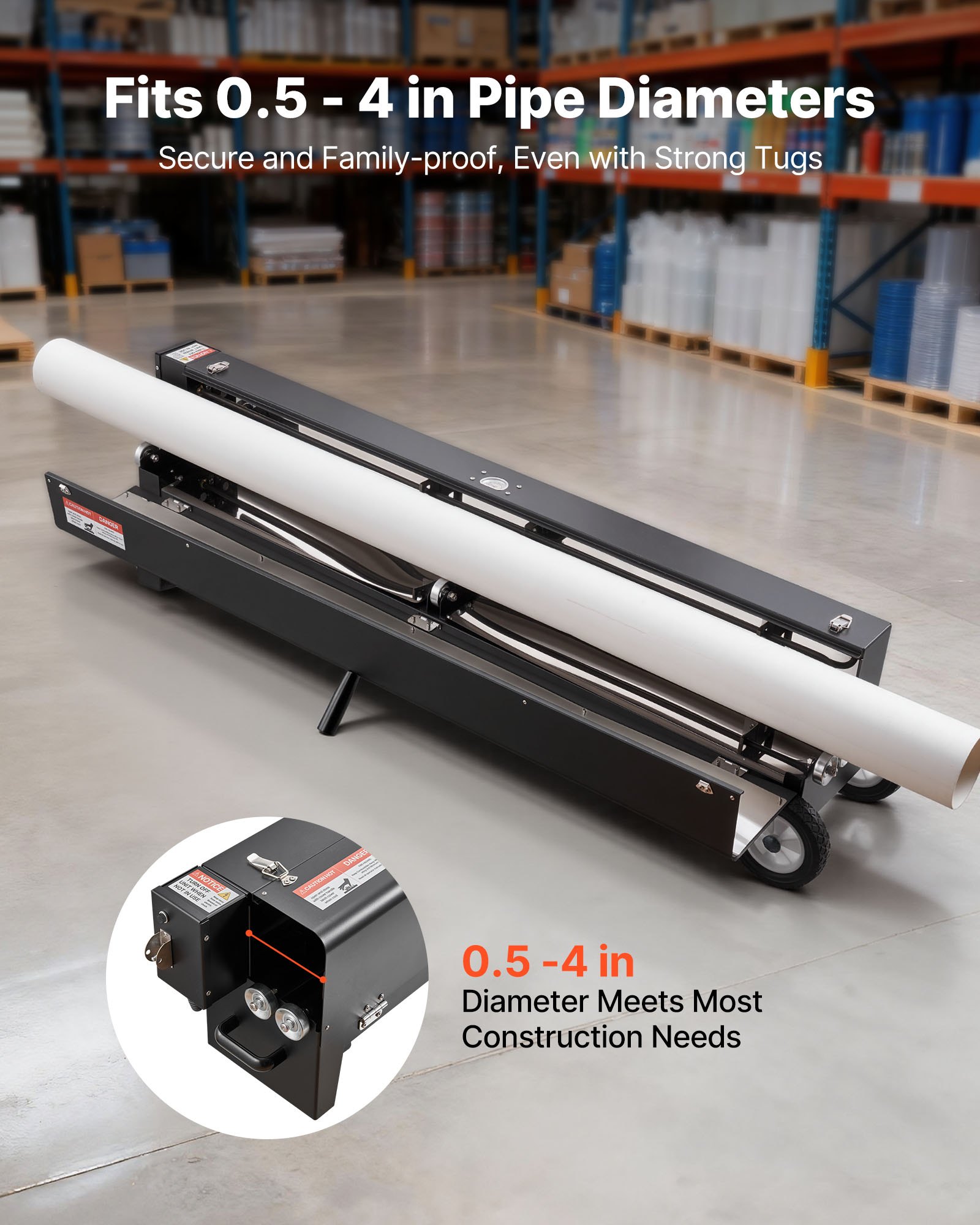 VEVOR Electric PVC Conduit Heater, 1/2" to 4", 2200W Rapid and Even Heating, PVC Bender Heater Pipe Bending Tool with Carrying Handle, Easy to Use, for Construction Crews, DIY Enthusiasts, Workshop