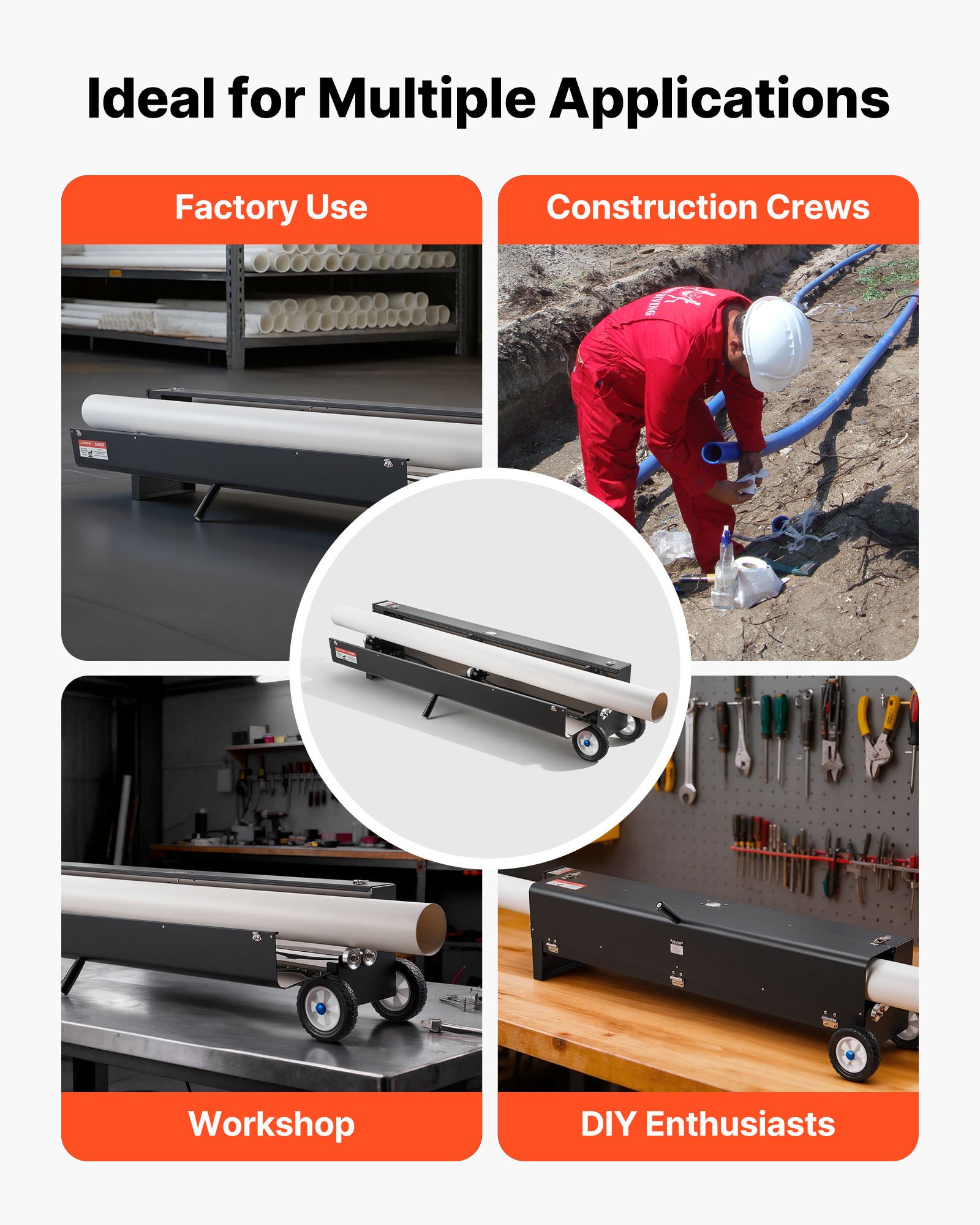 VEVOR Electric PVC Conduit Heater, 1/2" to 4", 2200W Rapid and Even Heating, PVC Bender Heater Pipe Bending Tool with Carrying Handle, Easy to Use, for Construction Crews, DIY Enthusiasts, Workshop