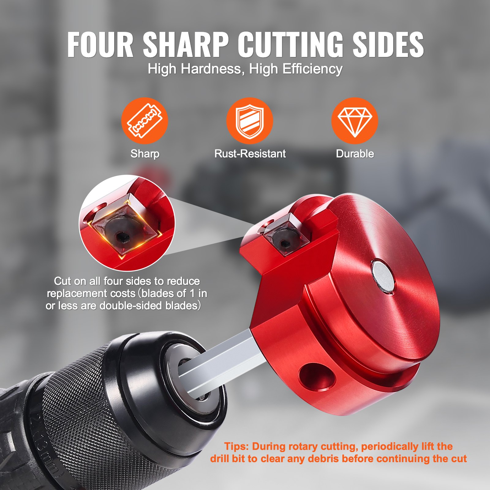 VEVOR 6Pcs PVC Pipe Reamer Kit, Plastic Pipe Fitting Socket Saver Kit, Includes 3/4", 1", 1-1/2", 2", 3", 4'', for PVC, CPVC, ABS Fittings, with Tool Box, for Exhaust, Drain, Water Pipes Cleaning