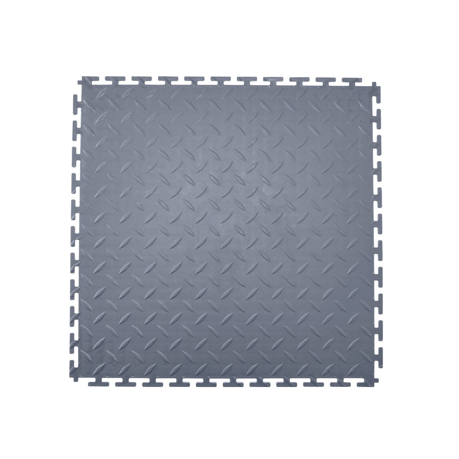 VEVOR Garage Floor Tiles Interlocking, 16 Pack 20.2 x 20.2 x 0.2 in Interlocking Modular Garage Flooring Tiles, Diamond Plate Slip-Resistant PVC Mats for Workshop,Warehouse,Tool Room, Graphite Gray