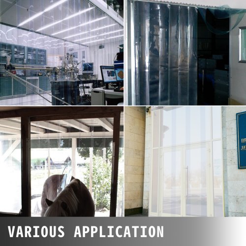 VEVOR PVC Strip Curtain 1.25x2.25m (W x H) Vinyl Door Strips 5 Strips Vinyl Strip Door Curtain with 5.4cm Overlap Vinyl Curtain 3mm Thickness Plastic Door Curtain for Freezer Doors Warehouse Doors