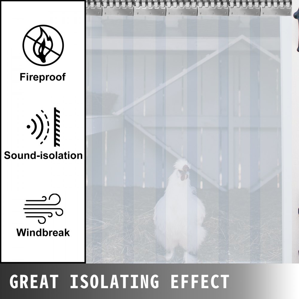 VEVOR PVC Strip Curtain 1.25x2.5 m (W x H) Vinyl Door Strips 5 Strips Vinyl Strip Door Curtain with 5.4cm Overlap Vinyl Curtain 3mm Thickness Plastic Door Curtain for Freezer Doors Warehouse Doors