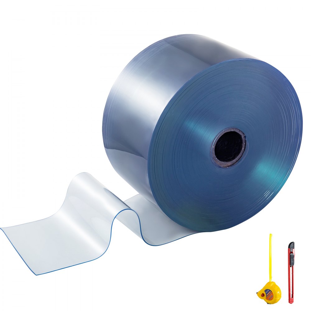 VEVOR PVC Door Curtain 148 Feet Length X 7.8 Inches Width 1 Roll Plastic Curtain Strips 0.08 Inch Thickness Clear Anti Scratch Curtain Strip for Freezer Doors Warehouse