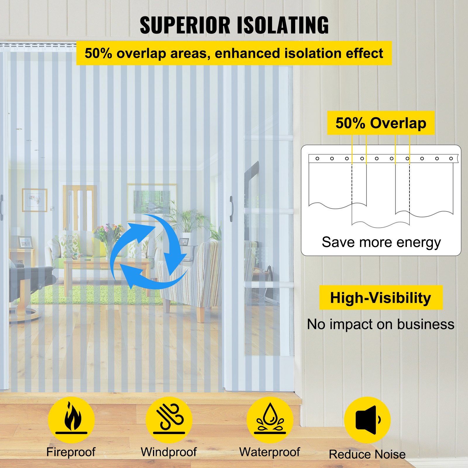 PVC Plastic Door Curtain Smooth Door Bulk Roll 200mm Width x 2mm Thickness x 50m Length