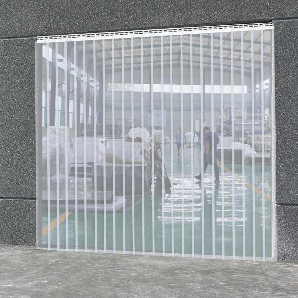 VEVOR Tiras de cortina de plástico, 148 pies de largo, 7,8 pulgadas de ancho, 0,06 pulgadas de espesor, cortina de puerta de PVC, tira de cortina transparente antiarañazos para puertas de congelador, puertas de almacén