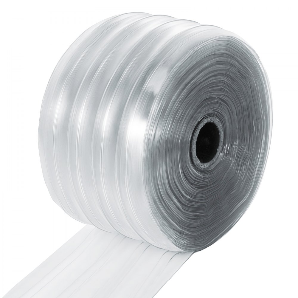 VEVOR Tiras de cortina de plástico, 148 pies de largo, 7,8 pulgadas de ancho, 0,06 pulgadas de espesor, cortina de puerta de PVC, tira de cortina transparente antiarañazos para puertas de congelador, puertas de almacén