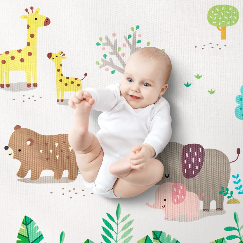 VEVOR Baby Play Mat, 55""x82"" Baby Crawling Mat, Non-Slip One-Piece Soft Cushioned Baby Playmatt, Rollable Reversible Floor Mat, Waterproof Activity Mat, for Babies Toddlers Infants, Play & Tummy Time