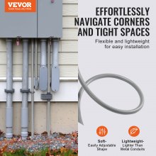 VEVOR 12.7 mm Flexible Electrical Conduit, 30.5 m, PVC Liquid-Tight Conduit Non-Metallic with 5 Straight and 5 90-Degree Conduit Connector Fittings, for Air Conditioning Motor Controller Pump, IP65