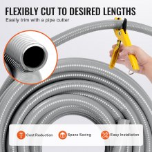 VEVOR 12.7 mm Flexible Electrical Conduit, 30.5 m, PVC Liquid-Tight Conduit Non-Metallic with 5 Straight and 5 90-Degree Conduit Connector Fittings, for Air Conditioning Motor Controller Pump, IP65