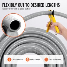 VEVOR 25.4 mm Flexible Electrical Conduit, 30.5 m, PVC Liquid-Tight Conduit Non-Metallic with 5 Straight and 5 90-Degree Conduit Connector Fittings, for Air Conditioning Motor Controller Pump, IP65