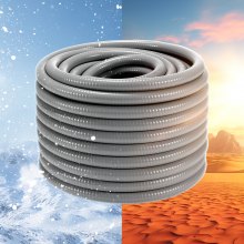 VEVOR 19.1 mm Flexible Electrical Conduit, 30.5 m, PVC Liquid-Tight Conduit Non-Metallic with 5 Straight and 5 90-Degree Conduit Connector Fittings, for Air Conditioning Motor Controller Pump, IP65