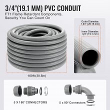 VEVOR 3/4 in Flexible Liquid-Tight Electrical PVC Conduit 100 ft Non-Metallic