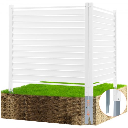 VEVOR 48" W x 48" H Vinyl Privacy Fence Panels, Air Conditioner Fence, Outdoor Privacy Screens for Trash Can, Pool Equipment Enclosure, Privacy Screen Kit Louvered Panels (2 Panels)