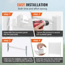 VEVOR 48" W x 48" H Vinyl Privacy Fence Panels, Air Conditioner Fence, Outdoor Privacy Screens for Trash Can, Pool Equipment Enclosure, Privacy Screen Kit Louvered Panels (2 Panels)