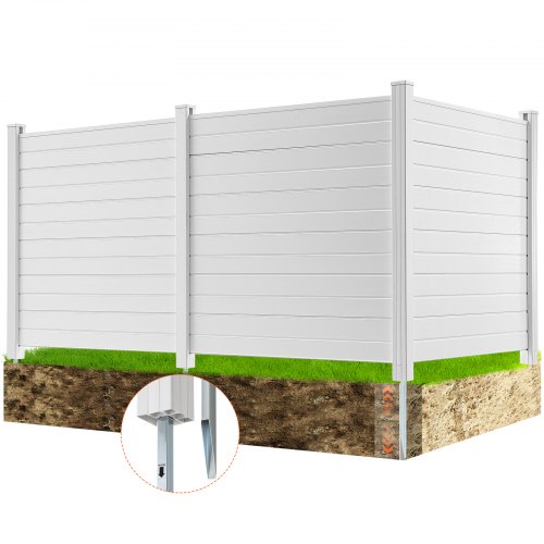 VEVOR Outdoor Privacy Screens, 50" W x 50" H Air Conditioner Fence, Pool Equipment Enclosure, Horizontal Vinyl Privacy Fence, Perfect to Enclose Trash Can and A/C Units (3-Panel)