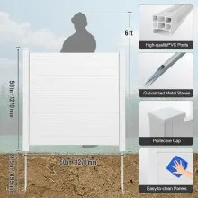 VEVOR Outdoor Privacy Screens, 50" W x 50" H Air Conditioner Fence, Pool Equipment Enclosure, Horizontal Vinyl Privacy Fence, Perfect to Enclose Trash Can and A/C Units (4-Panel)