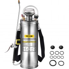 VEVOR 3Gal Stainless Steel Sprayer, Set with 20’’ Wand& Handle& 3FT Reinforced Hose, Hand Pump Sprayer with Pressure Gauge&Safety Valve, Adjustable Nozzle Suitable for Gardening and Sanitizing
