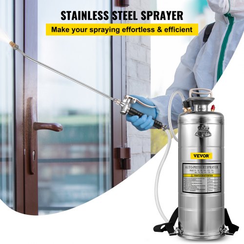 Stainless Steel Sprayer 3.5 Gallon Steel Hand-pump With 3.3-inch Reinforced Hose