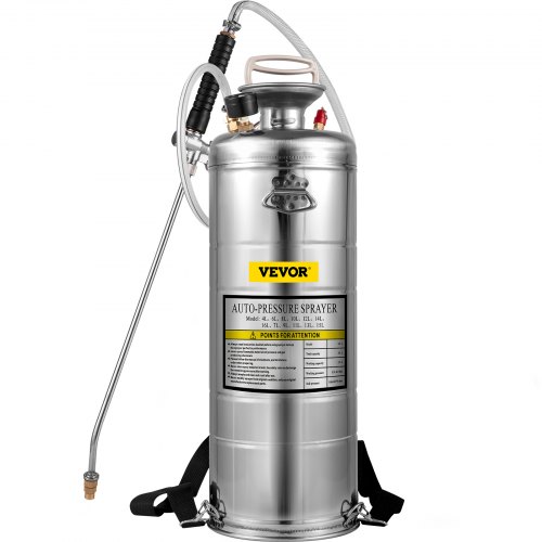 VEVOR 3.5Gal Stainless Steel Sprayer,l Set with 20" Wand& Handle& 3FT Reinforced Hose, Hand Pump Sprayer with Pressure Gauge&Safety Valve, Adjustable Nozzle Suitable for Gardening& Sanitizing