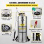 VEVOR Stainless Steel Sprayer 12L Household Gardening and Floor Cleaning Sprayer, Suitable for the Current Neds of Industry, Agriculture, Commerce, Medicine and Other Industries