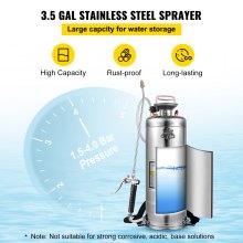 VEVOR Stainless Steel Sprayer 12L Household Gardening and Floor Cleaning Sprayer, Suitable for the Current Neds of Industry, Agriculture, Commerce, Medicine and Other Industries